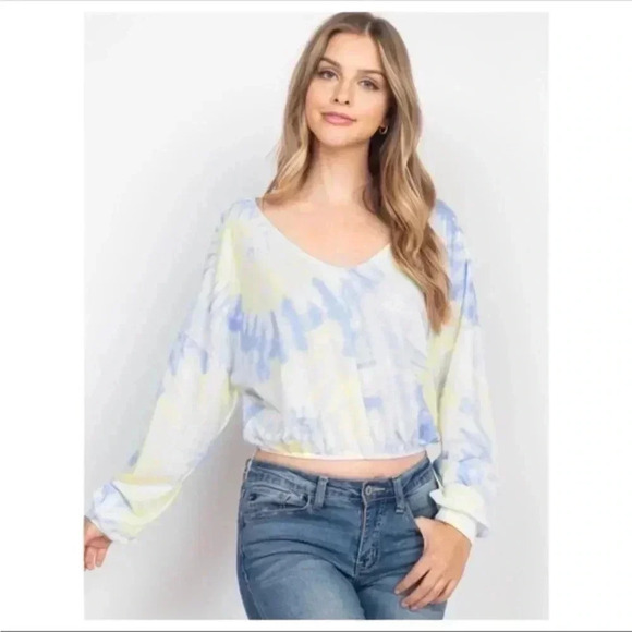 BNWT Tie-Dye Long Sleeve Crop Top - Picture 5 of 5